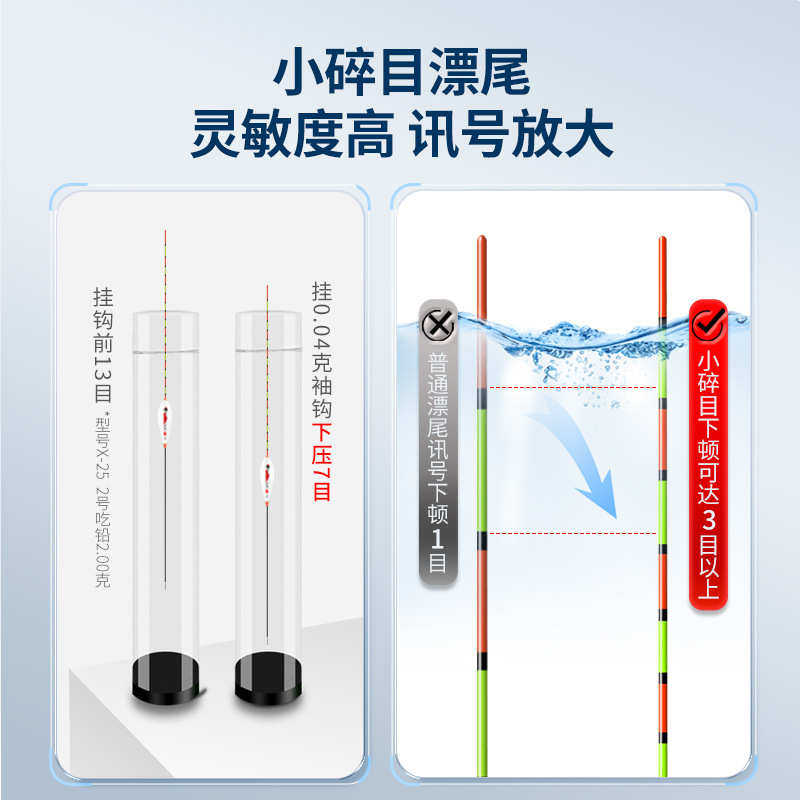 孔雀羽浮漂高灵敏轻口鲫鱼漂综合混养黑坑竞技鱼漂碎目羽毛浮标