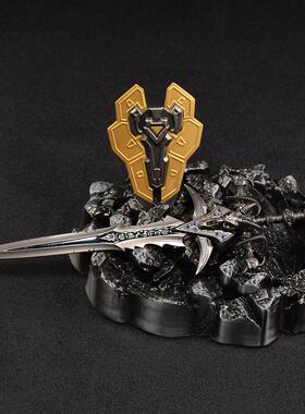 魔兽游戏周边巫妖王霜之哀伤22CM盾剑套装全金属工艺品摆件