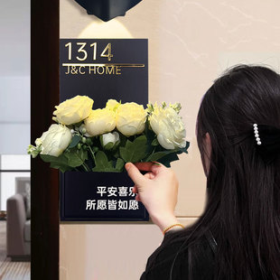 牌高级感家用入户门牌定制欢迎回家门口装 门牌号码 饰插花门牌轻奢