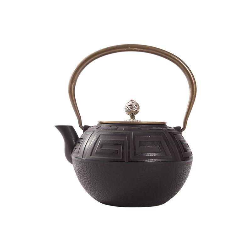 新中式茶室博古架茶壶茶具铁壶摆件售楼处样板间书房书柜软装饰品