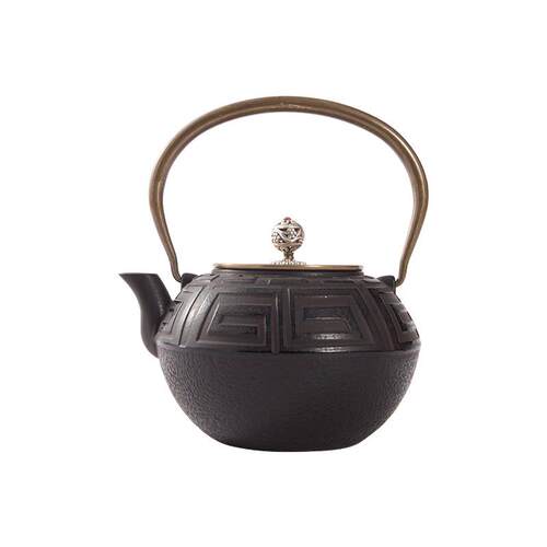 新中式茶室博古架茶壶茶具铁壶摆件售楼处样板间书房书柜软装饰品