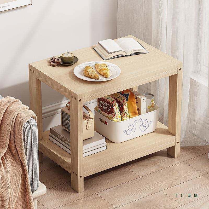 置物架实木家用客厅床头柜落地打印机收纳架承重木架子底座小桌子