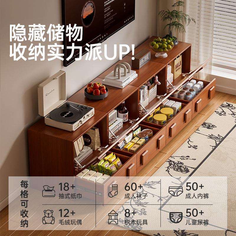 家用实木储物柜香云纱新中式组合收纳柜客厅电视柜多功能简易柜子