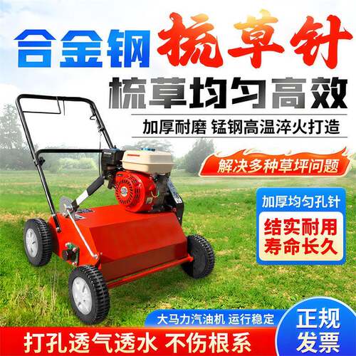 新款草坪梳草机 草地枯草梳理养护机 汽油动力园林切根杂草清除机