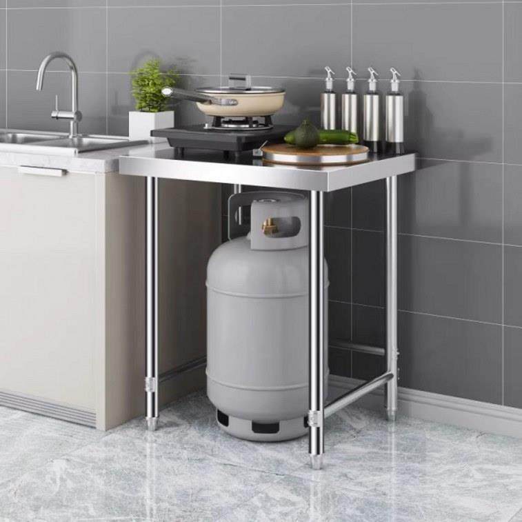 不锈钢加厚切菜桌面三层落地置物架单层灶台架两层饭店后厨打包台