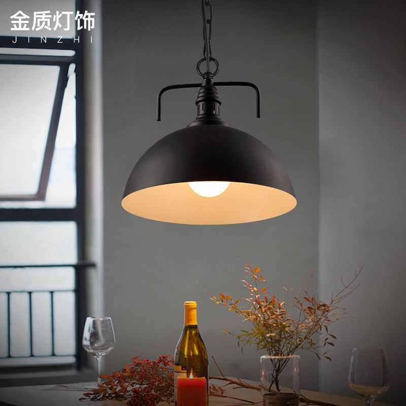 美式复古工业风吊灯铁艺创意个性单头吊灯咖啡厅酒吧吧台锅盖吊灯