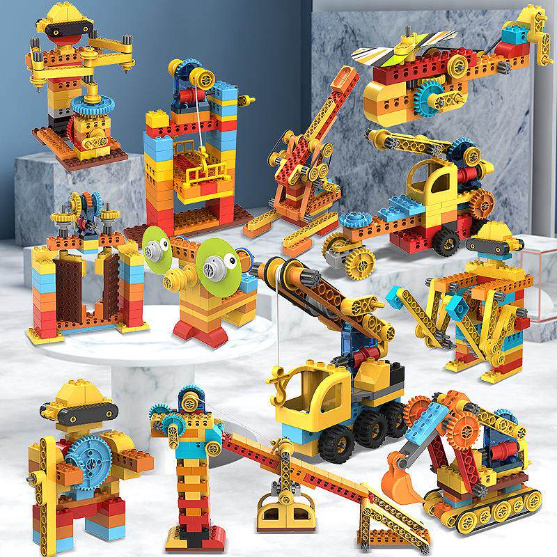 218大颗粒齿轮机械组合积木拼装大颗粒玩具早教机构学校益智玩具