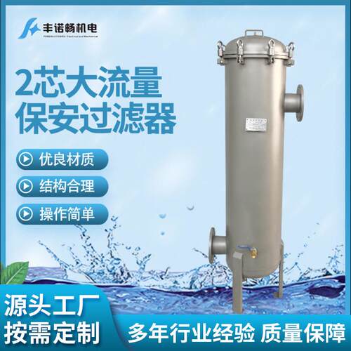 丰诺畅厂家供应2芯大流量保安过滤器60立方过滤器厂家