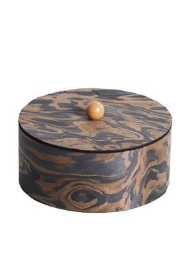 马现代意式极简质毛装饰罐储物盒摆摆件茶室书房桌木面家居PZ1102