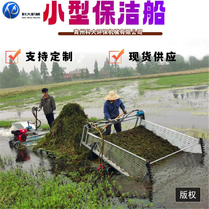小型水面保洁船广东水浮莲水花生打捞船池塘河沟水渠小型割草船