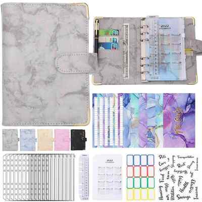 A6 PU Leather Marble Notebook Binder Budget Planner Money Or