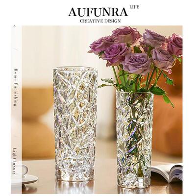 AUFUNRA北欧时尚ins风加厚玻璃水培玫瑰百合干 干燥花插花摆件客