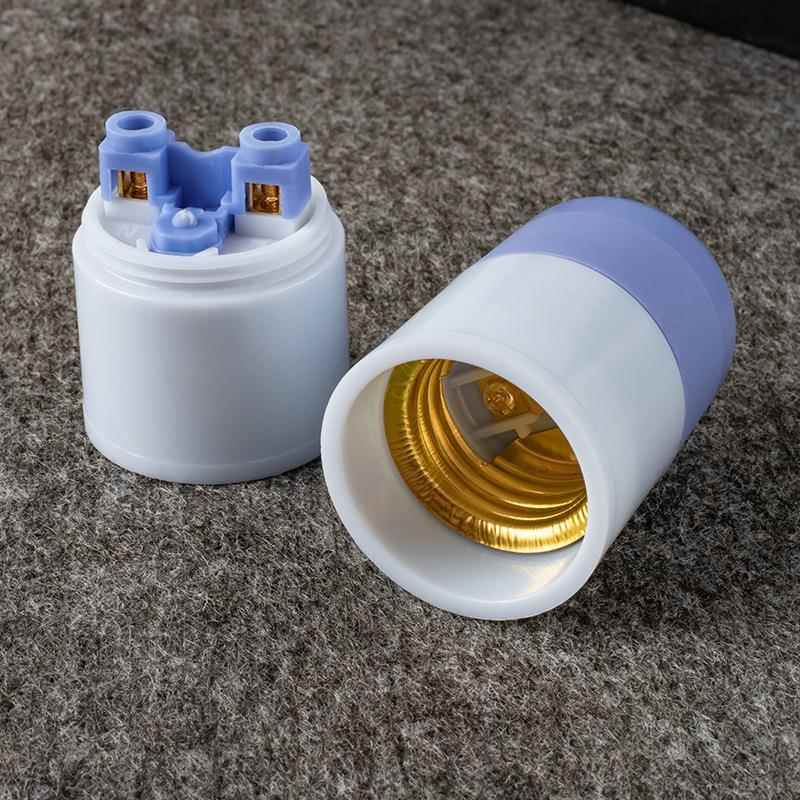 E27螺口吊灯头 大功率螺圈灯头 加厚外壳防螺丝脱落设计蓝白灯头