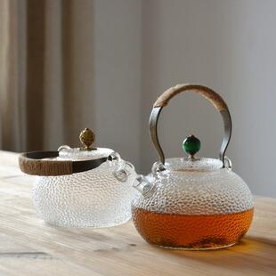 锤纹提梁玻璃壶电陶炉耐热煮茶壶直火加热烧水壶泡茶水茶具祥云
