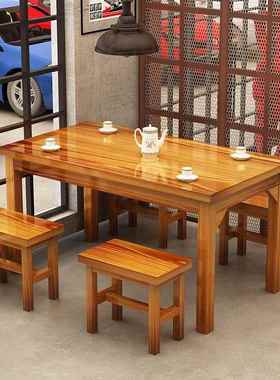 饭店桌椅椅组合实木快桌小DID吃烧烤店面馆化桌椅大排档早餐餐馆