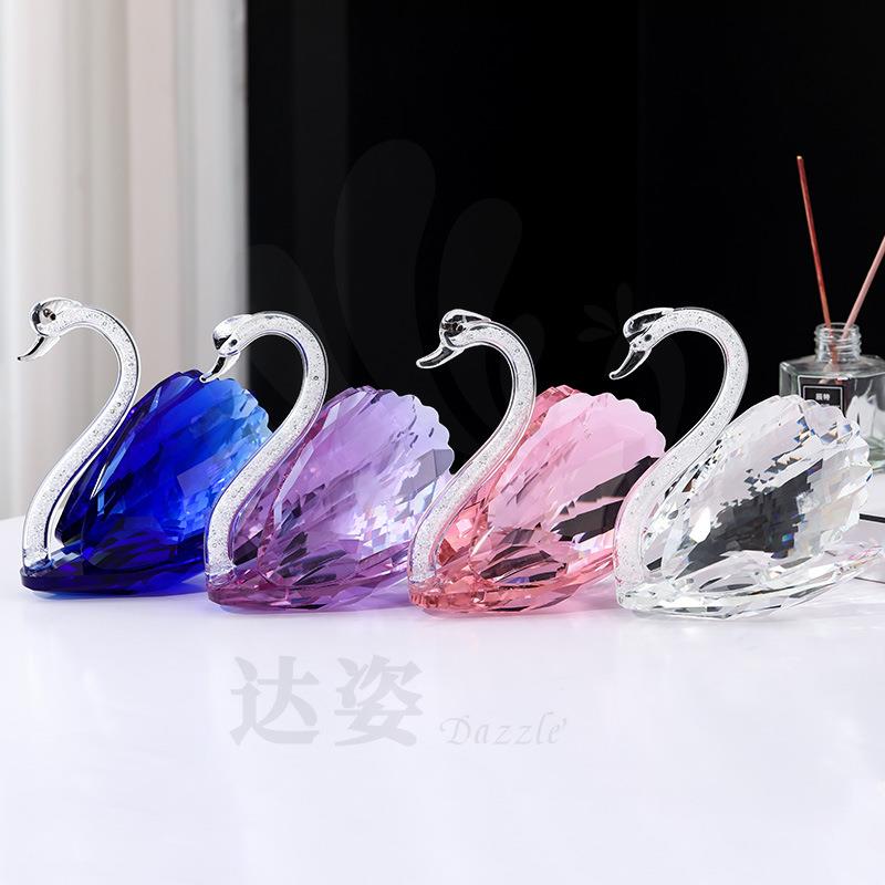 水晶玻璃品工艺品天鹅客厅装饰摆家件UWH电创意玄关视柜酒柜橱窗