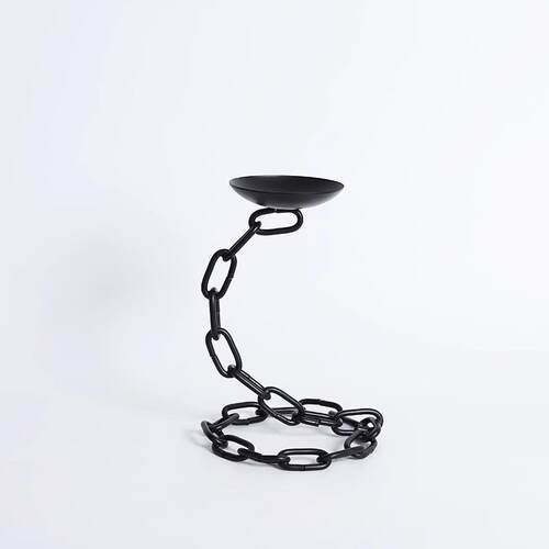 简约现代侘寂风复古铁链烛台中古风铁艺烛台锁链样板间售楼处玄关