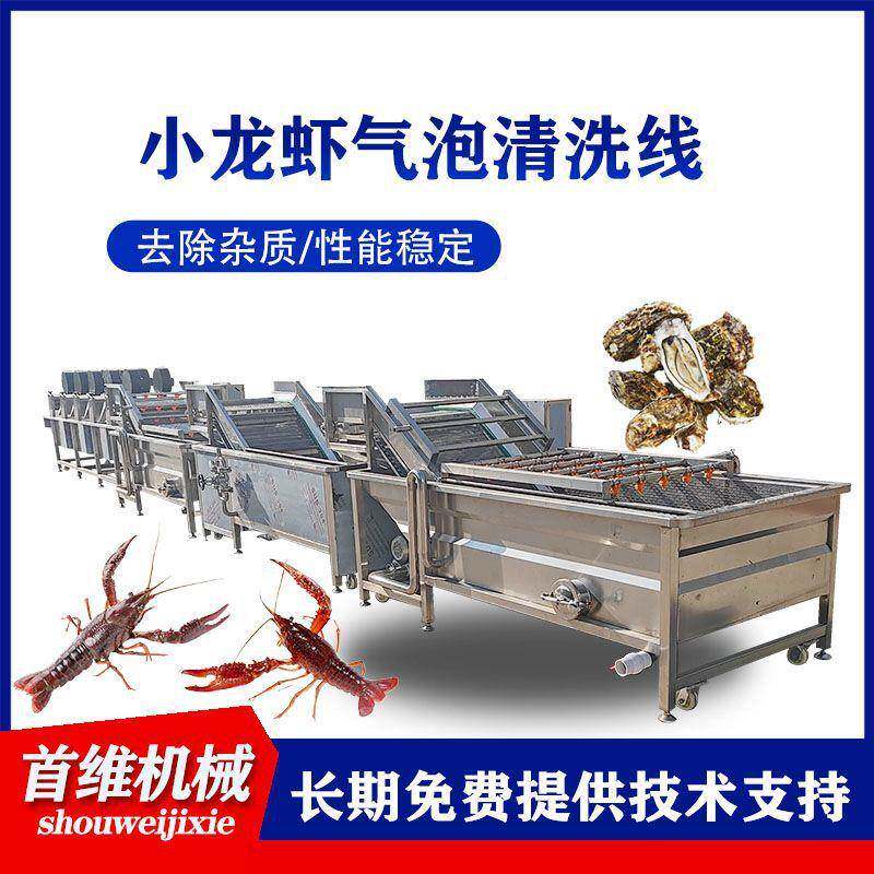 高压喷淋海鲜气泡清洗机连续式小龙虾清洗线胡萝卜去泥沙清洗机