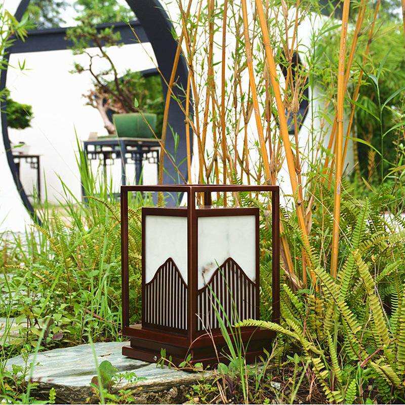 中式柱头灯led不锈钢造型拉丝镀铜围墙灯仿云石柱头灯厂家直销