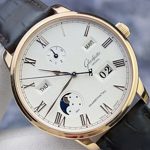 98新42mm格拉苏蒂议员1-36-12-02-05-62自动机械男表月相18k红金