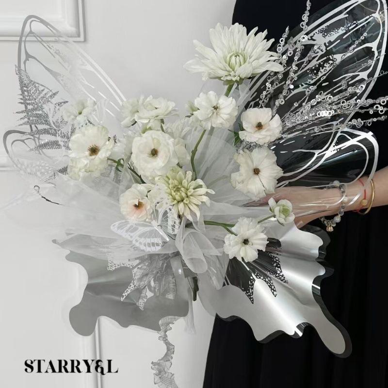 蝴蝶花包装纸opp水晶花艺包装盒