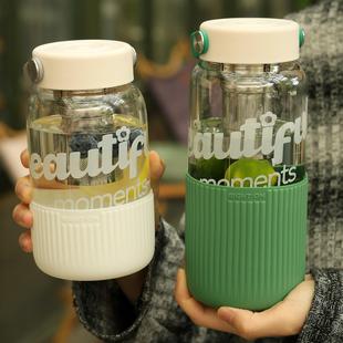 大容量水杯泡茶女士高颜值玻璃杯男2025新款办公室1L茶水分离杯子