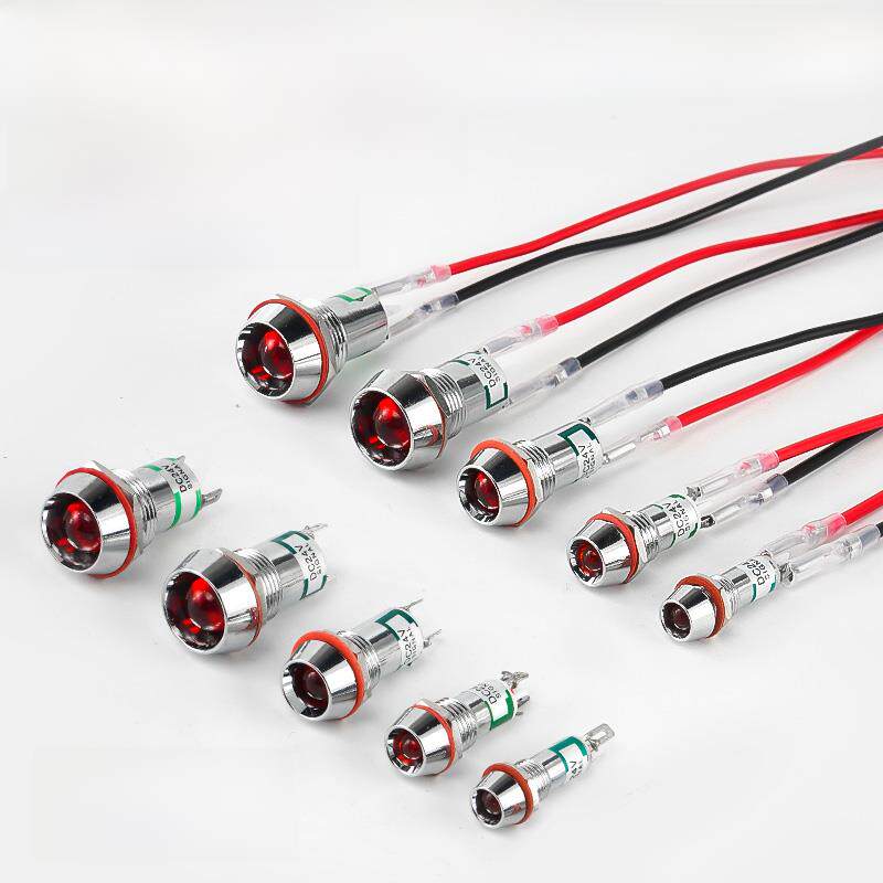 Led金属指示灯6/8/10/12mm红绿双色灯3V6V12V24防水电源信号灯220
