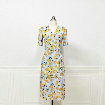 纯原单realisationpar现货N#夏新款碎花V领短袖中长款连衣裙法式