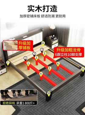 ZQ实木床现代简5约32254用主1.家8m卧双人大床经济型1.m床小户型