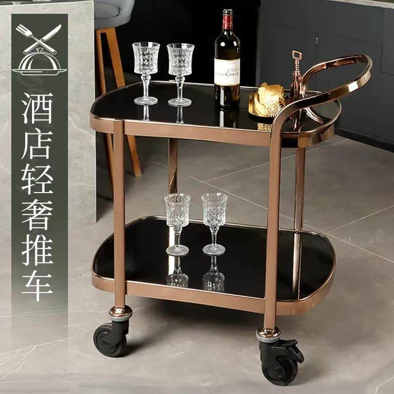 移动带轮酒水蛋糕点心简约手推车酒店大堂4S餐厅豪华加厚多功能车