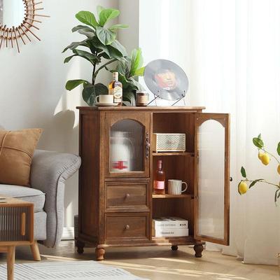 式茶BWF水柜实柜木餐边柜碗柜家用酒柜厨房柜欧子储物酒靠墙柜收