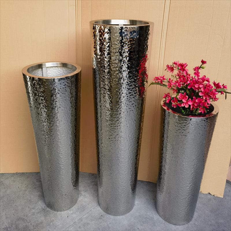 不锈钢花瓶 水波纹花器 艺术花瓶 时尚现代花器 金属花盆 定制