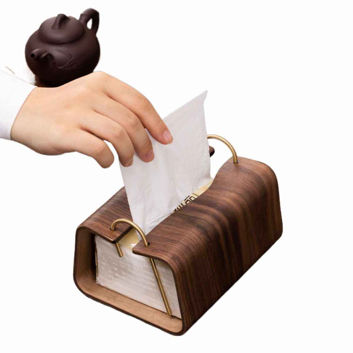 黑胡桃木纸巾盒桃木客厅纸抽盒实木收纳抽轻奢家用餐巾纸盒抽纸盒,收纳整理,纸巾架,淘宝优惠券,粉丝福利购,淘宝优惠卷