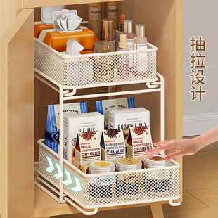 柜子分层架双层置物架宿舍主机抽拉式柜内空间利用深柜零食架