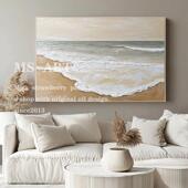 IPD抽绘象海浪风景客厅关酒店装 顺丰M纯玄手油画 岛S上 饰画民宿