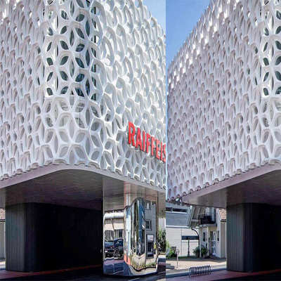 汽车4s店铝单板门头外墙装饰网幕墙氟碳金浅银灰穿孔率铝板洞洞板