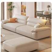 轻奢意式 客厅生态皮沙发沙发现代简约小户型直排沙发小户型出租屋