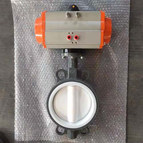 气动对夹蝶阀软密封衬四氟四氟板双作用蝶阀河北厂家D671F-10C