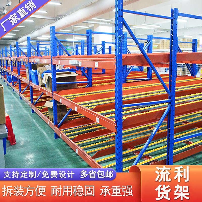 流利条货架线棒工厂车间流水线流利架可移动先进先出滚筒流利货架