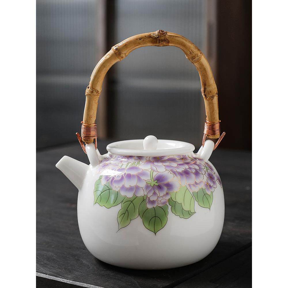 软玉抬梁陶瓷茶壶冷水水壶功夫下午茶家用大容量耐高温茶壶,餐饮具,茶壶,淘宝优惠券,粉丝福利购,淘宝优惠卷