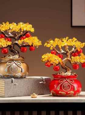 新中式招财进宝财树件办摆公室客电视柜发乔迁开业装厅饰福袋招财