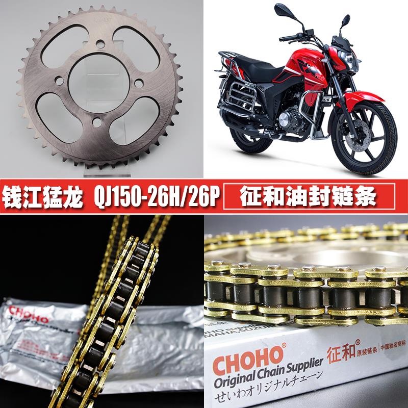 钱江猛龙飞龙新御龙QJ150-26H-26R-26J链条链盘套装大小链轮齿轮