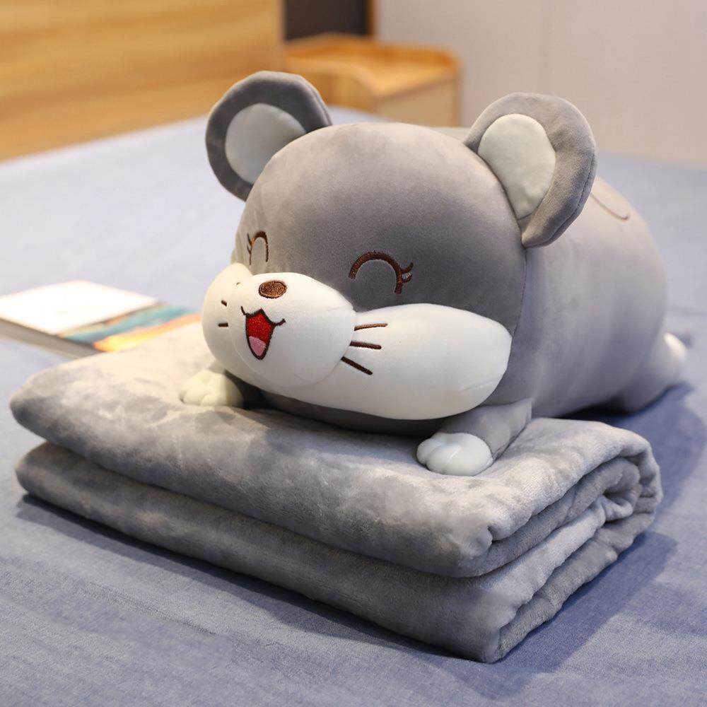 新款直销新款瞌睡猪呆萌毛绒老鼠仓鼠瞌睡猪抱枕毯午睡枕空调毯可