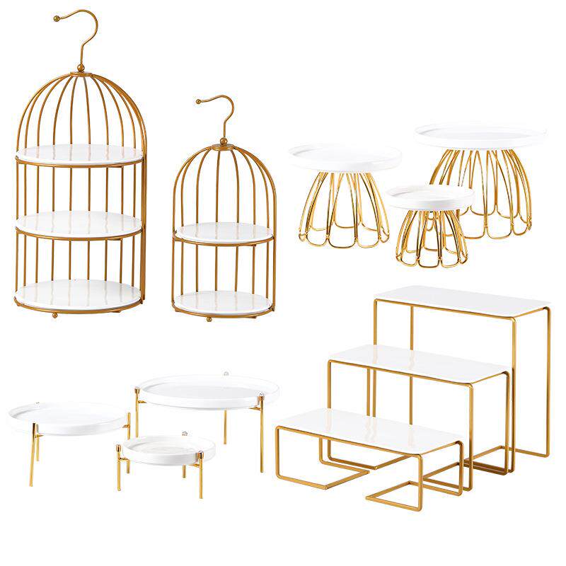 轻奢陶瓷甜品台展示架户外婚庆订婚蛋糕点心托盘糕点摆台婚礼布置