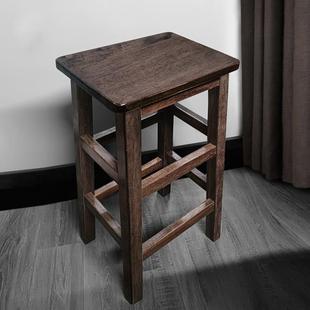 实木方凳家用高凳复古凳子高脚凳高椅子吧台酒吧凳商用吧凳木凳子
