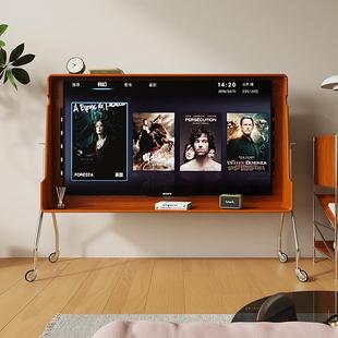 实木可移动电视柜覆古小户型家用卧室电视机支架中古风客厅电视壁