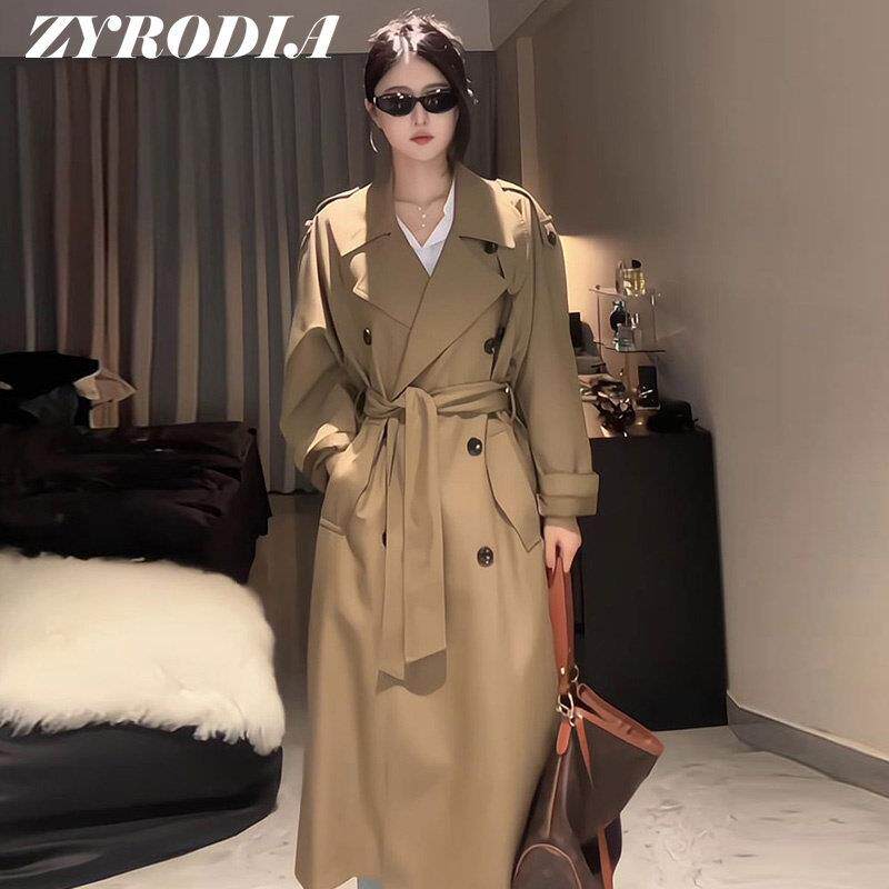 ZYRODIA卡其色风衣外套女中长款春秋小个子高级感英伦风休闲大衣