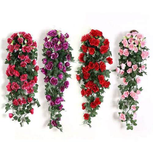 Artificial Flowers Rattan Fake Plants Vine Decoration Wall H