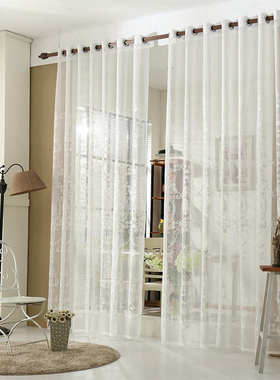 MNX2窗帘2023年新款全遮阳成品欧式亚麻白色立体客厅阳台窗帘布