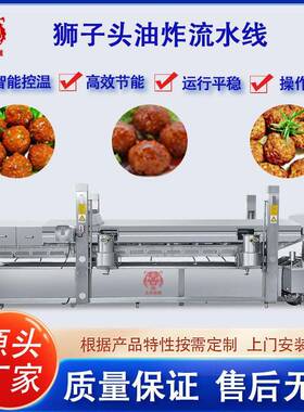 狮子头油炸流水线丸子成型蒸煮油炸流水线仿手工素丸子油炸生产线